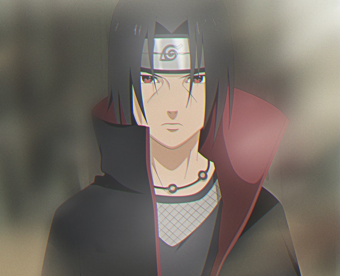 Itachi Uchiha with Intense Gaze in Atmospheric Mist