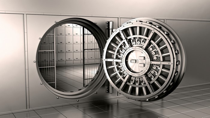 Bank Vault Door and Safety Deposit Boxes