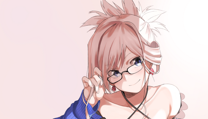 Musashi Miyamoto from Fate/Grand Order wearing glasses