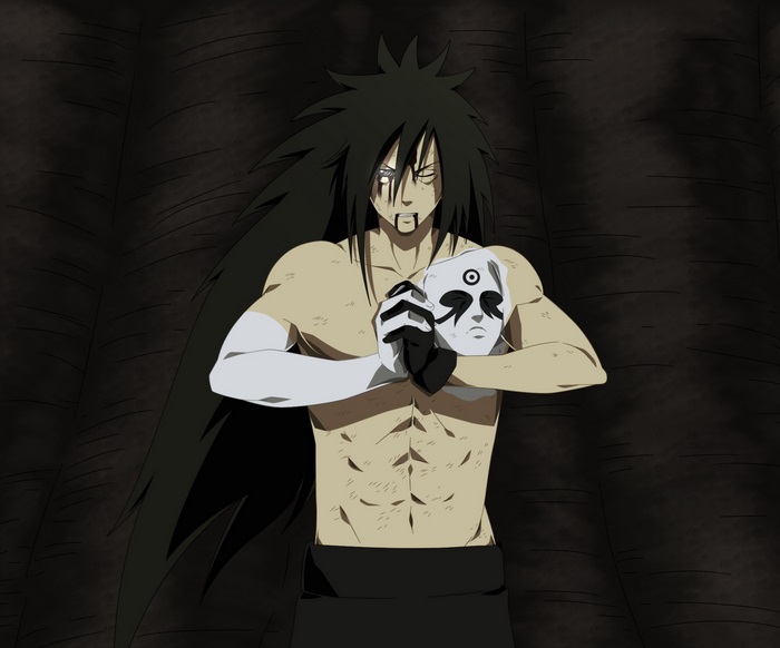 Madara Uchiha Holding a White Mask