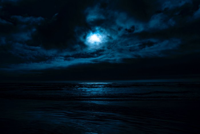 Moonlit Ocean at Night
