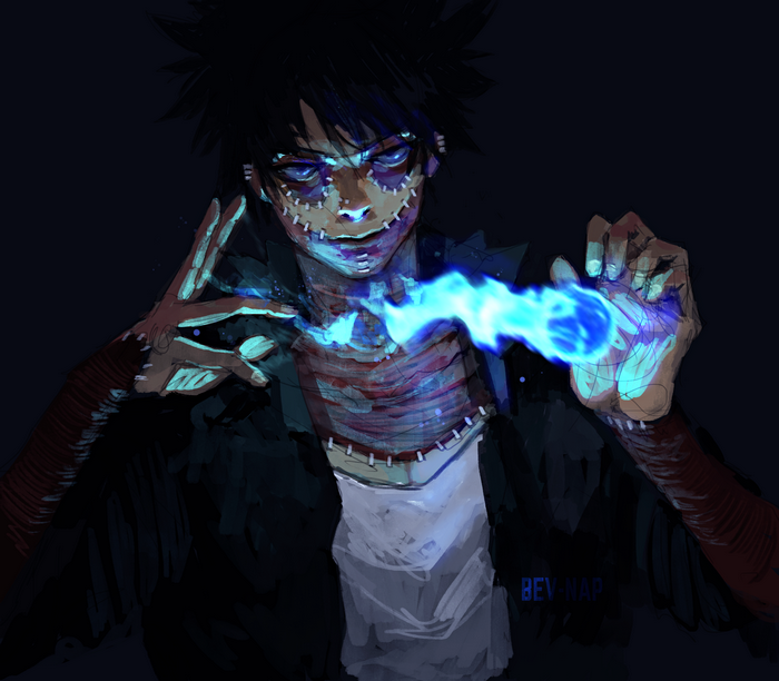 Dabi from My Hero Academia using blue flames