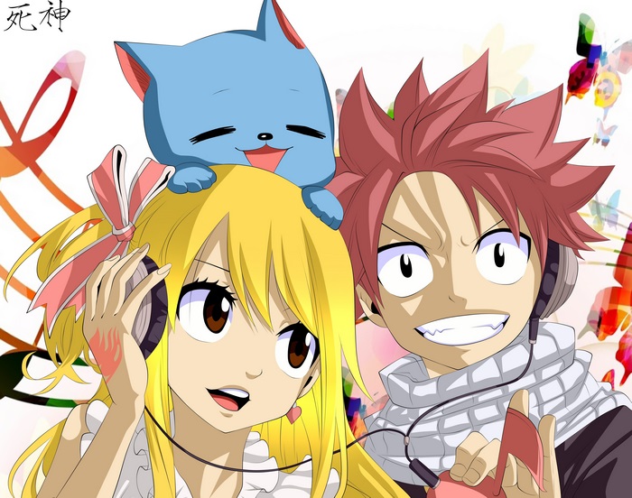 Lucy Heartfilia, Happy, and Natsu Dragneel from Fairy Tail