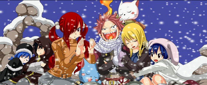 Fairy Tail characters in the snow