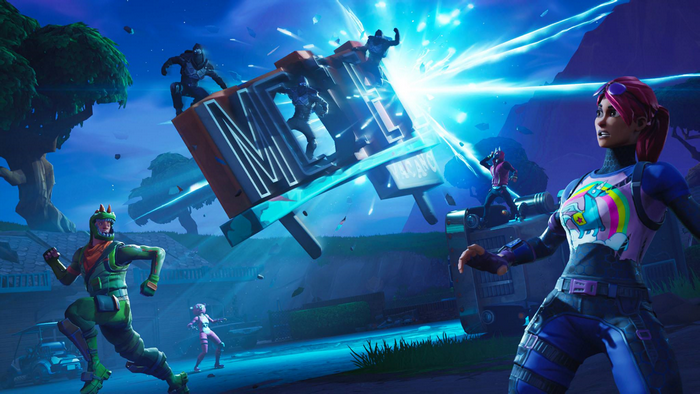 Fortnite Battle Royale characters in a chaotic scene