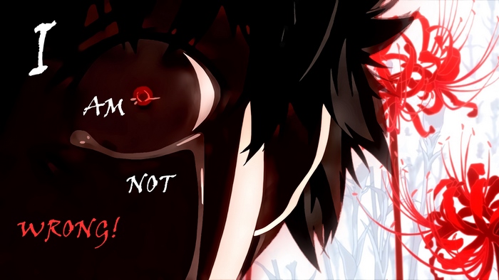 Ken Kaneki from Tokyo Ghoul with red eyes and tears