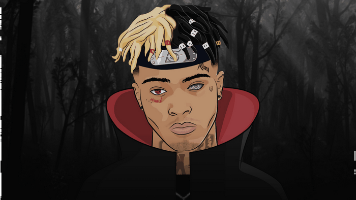 Illustrated Portrait of XXXTentacion with Stylized Hair