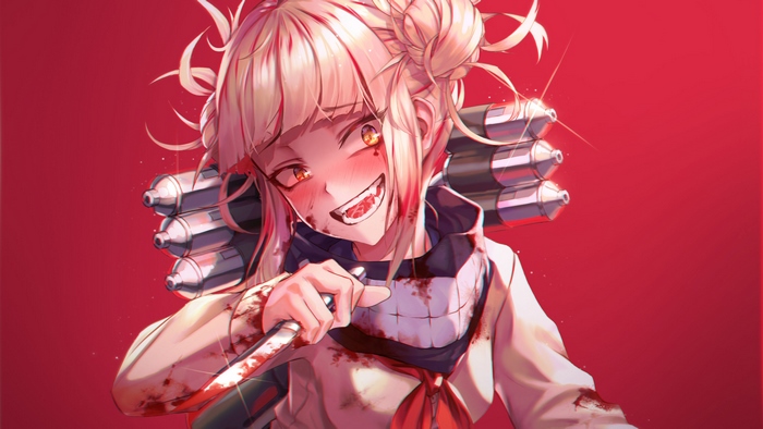 Himiko Toga Smiling with Knife and Blood