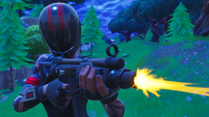 Fortnite Battle Royale character firing weapon