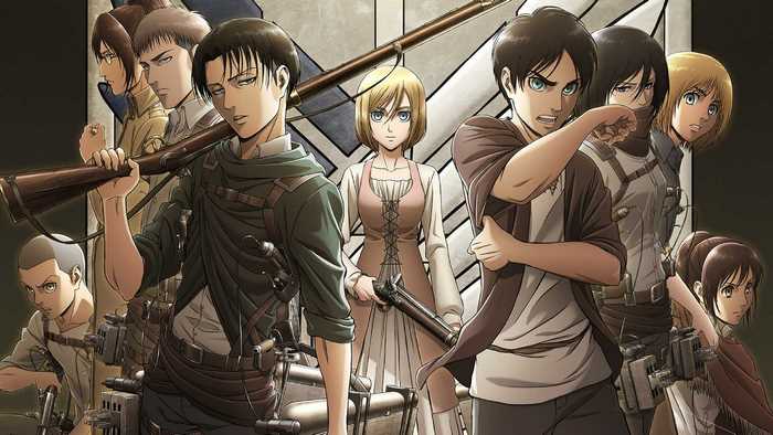 Attack on Titan characters with rifles