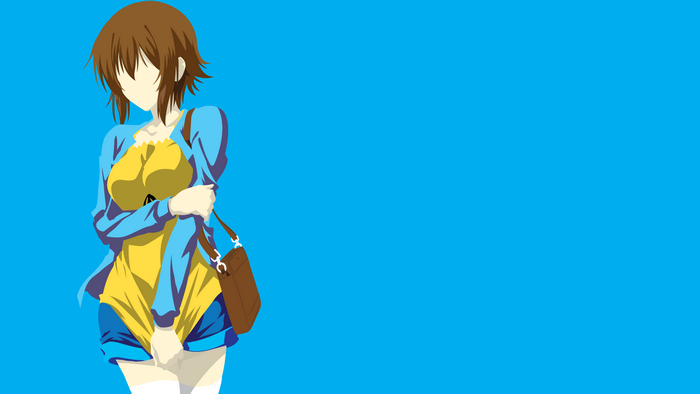 Anime girl in yellow top and blue jacket