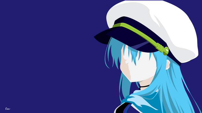 Blue-Haired Anime Girl in White Sailor Cap