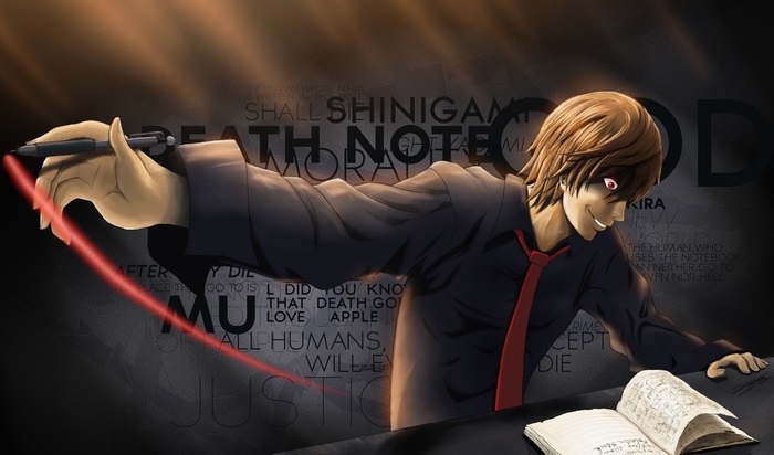 Light Yagami from Death Note writing