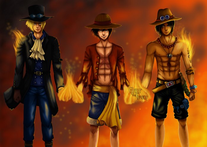 Sabo, Luffy, and Ace from One Piece