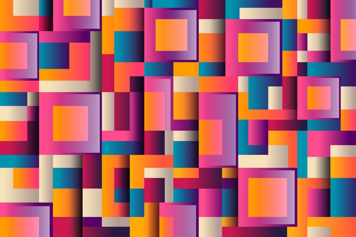 Abstract geometric pattern with colorful squares and rectangles