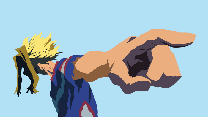 All Might from My Hero Academia pointing forward