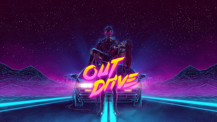 Out Drive Retro Neon DeLorean DMC-12 4K