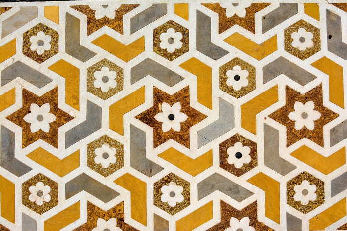 Geometric pattern with flowers and stars