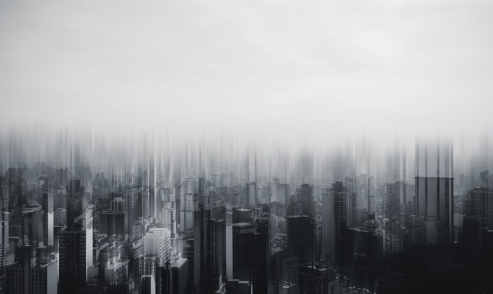 Abstract cityscape of Sao Paulo with vertical streaks