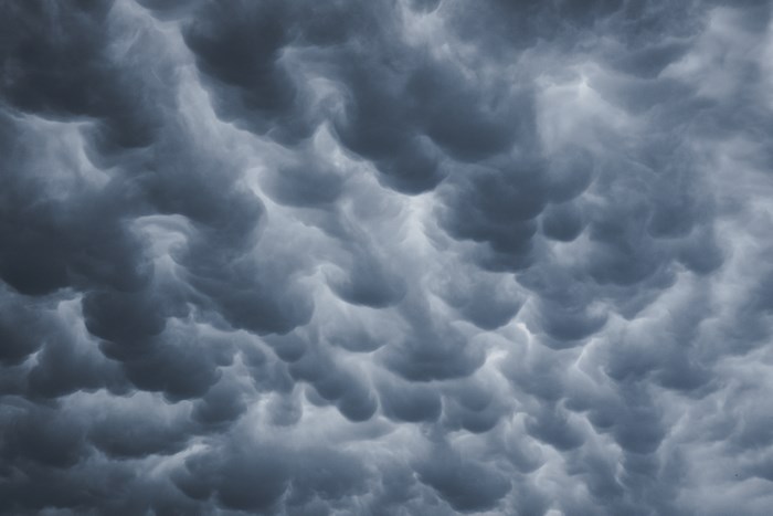 Mammatus clouds in a stormy sky