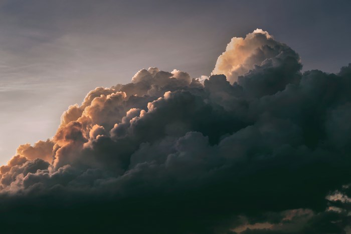 Dramatic sunset clouds in the sky