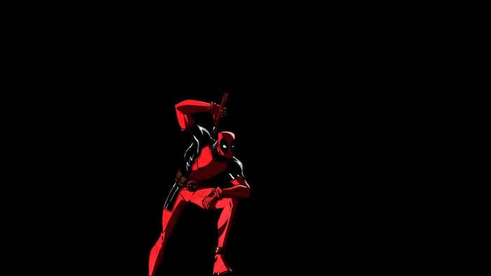 Deadpool in red and black suit