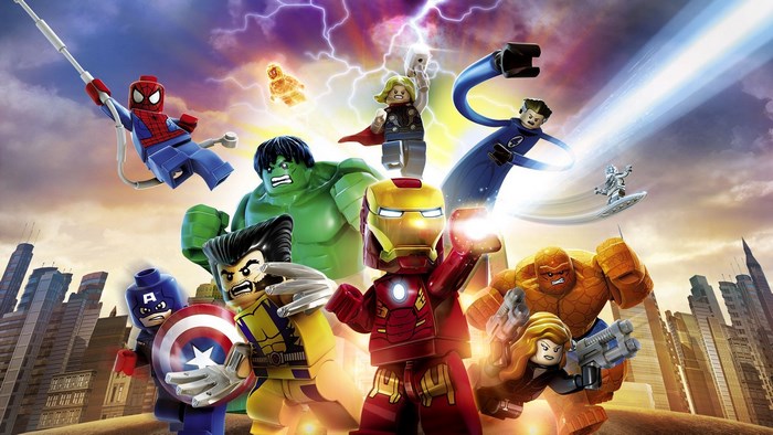 Lego Marvel Super Heroes characters in city