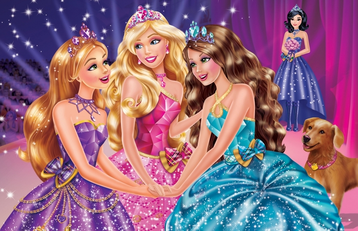 Barbie and Two Princesses in Sparkling Gowns