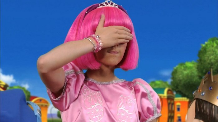 Stephanie from LazyTown wearing a pink dress and tiara