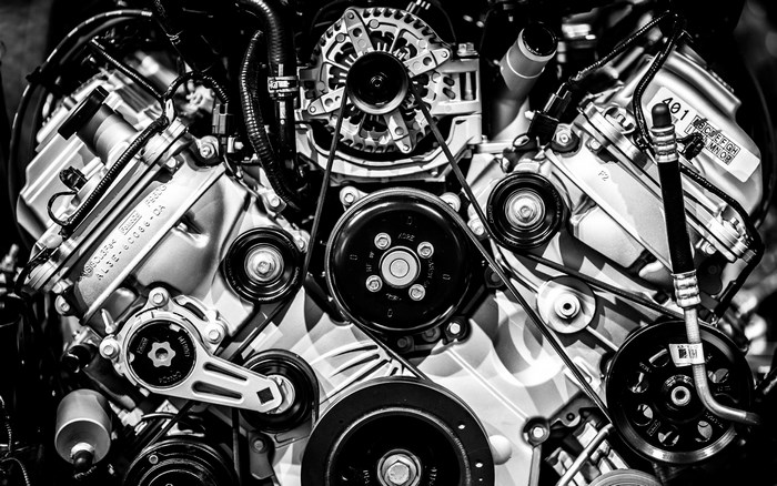 Close-up of a Chevrolet engine