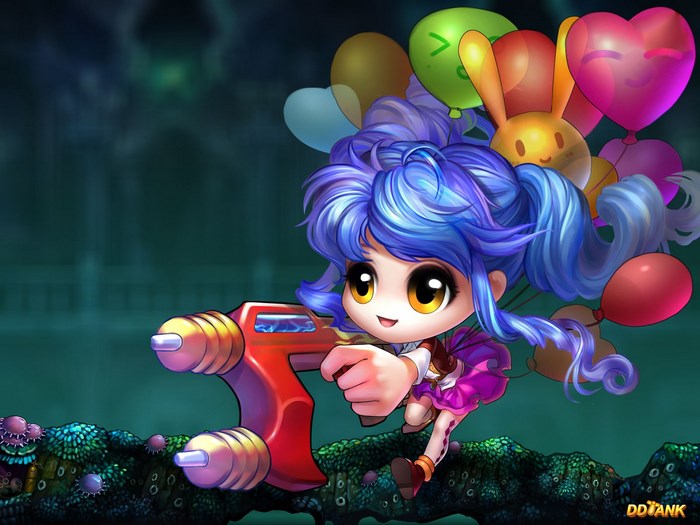 Girl with balloons and gun from DDTANK