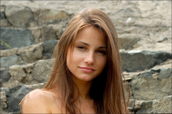 Portrait of a Young Woman with Long Brown Hair