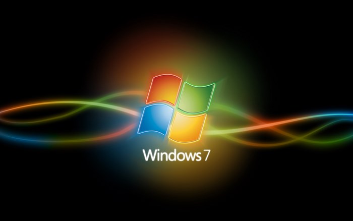 Windows 7 logo with colorful light streaks