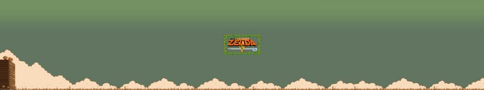 The Legend of Zelda logo with clouds and mountains