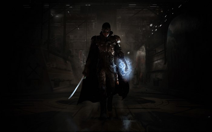 Technomancer with sword and lightning