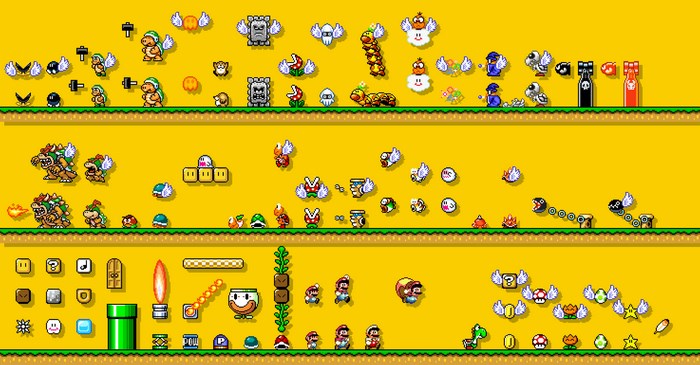 Super Mario Maker sprites and elements