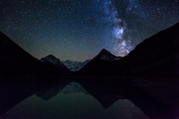Milky Way over Mountains and Lake