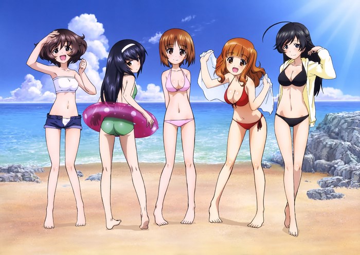 Girls und Panzer characters at the beach