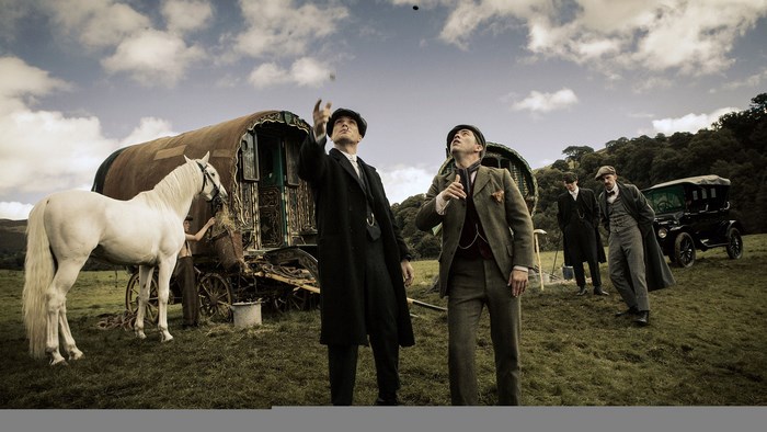 Peaky Blinders Men in Vintage Attire with Horses