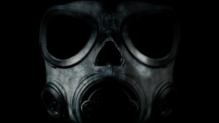 Gas mask with skull features