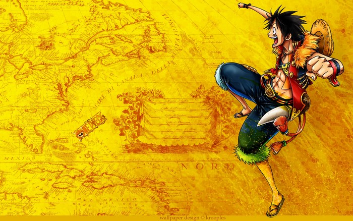 Monkey D. Luffy from One Piece on a Map