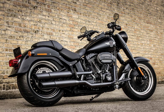 Black Harley Davidson Fat Boy motorcycle