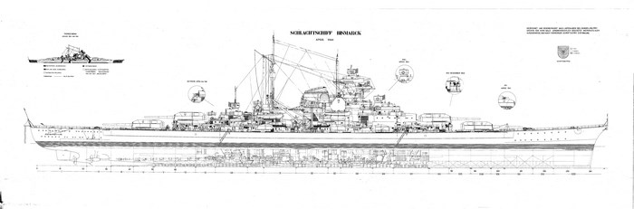 German Battleship Bismarck Blueprint