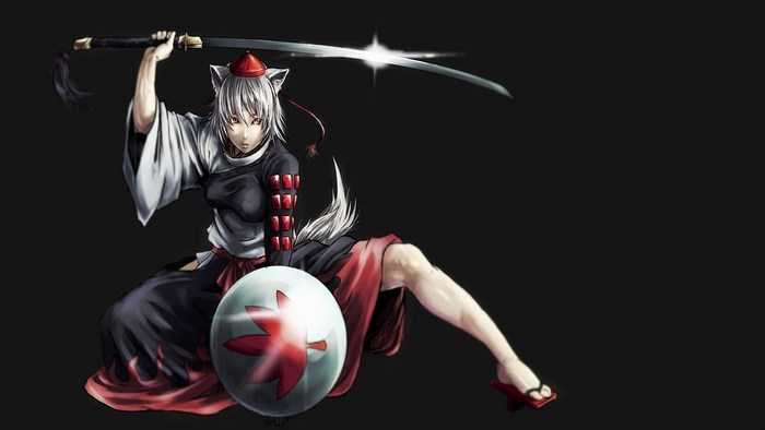 Anime girl with cat ears and katana