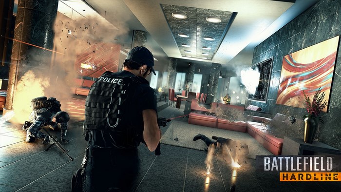 Battlefield Hardline police officers in combat