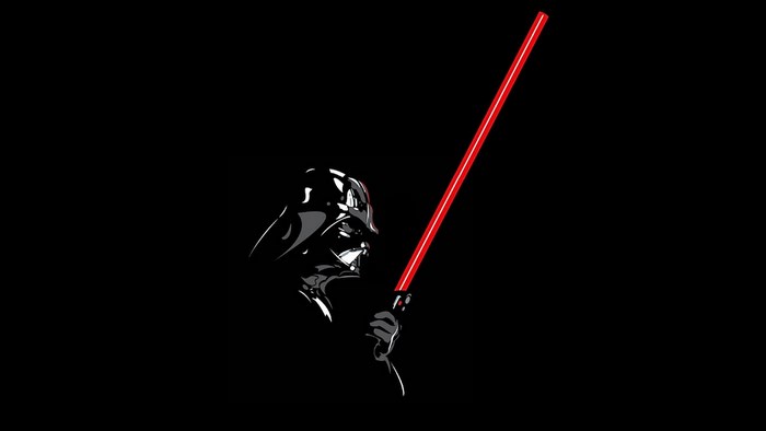 Darth Vader from Star Wars with red lightsaber