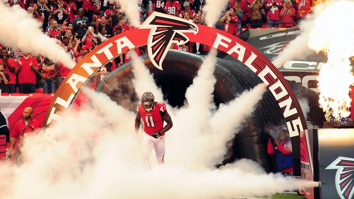 Julio Jones of the Atlanta Falcons entering the field