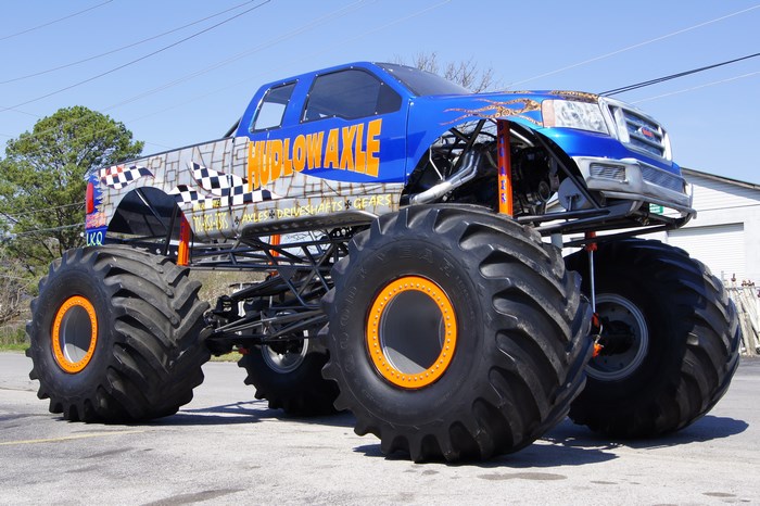 Monster truck with "HUDLOW AXLE" text