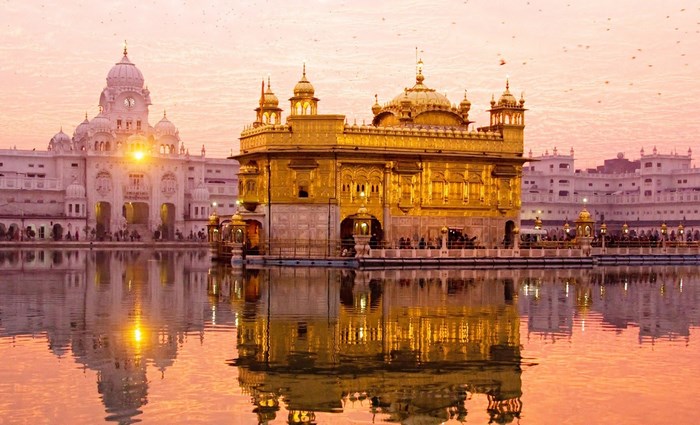 Golden Temple and Akal Takht reflected in water