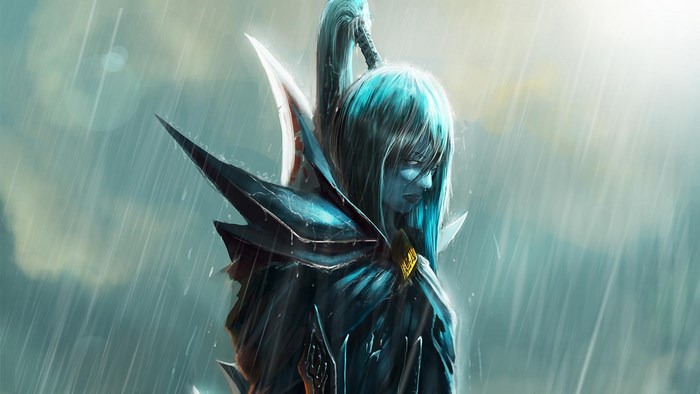 Phantom Assassin from Dota 2 in the rain